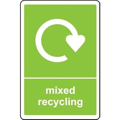 Image of Mixed Recycling Sign Self Adhesive Sticker (100mm x 150mm)