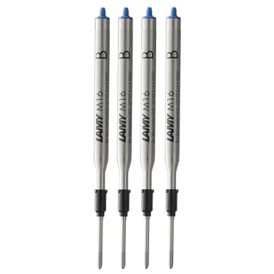 Image of Lamy M16 Set of 4 Ballpoint Pen Large Capacity Metal Refill Original Replacement for All Models Indelible Line Width Wide Blue