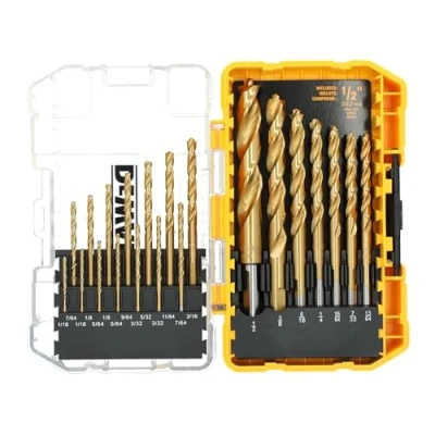 Image of DEWALT Titanium Nitride Coated, 21 Piece (DW1361),Yellow Pilot Point Drill Bit Set
