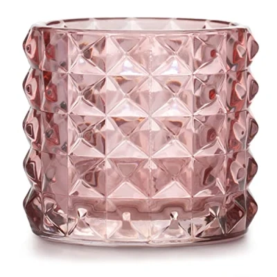 Image of AmeliaHome Glass Tea Light Holder 7 x 6.5 cm Malaga Powder Pink