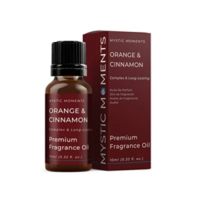 Image of Mystic Moments Orange &amp; Cinnamon Fragrance Oil 10ml Perfect for Soaps, Candles, Bath Bombs, Burners, Diffusers and Skin Hair Care Items