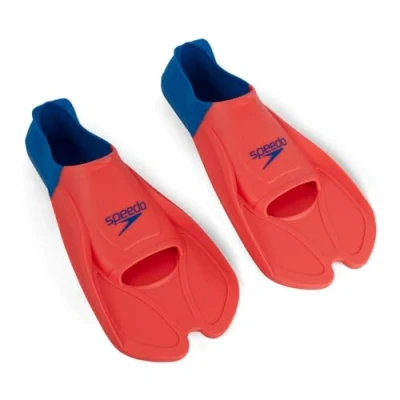 Image of Speedo Unisex Biofuse Swimming Training Fins Comfortable Fit Ergonomic Design Swim Training, Orange/Blue, 4 5 UK