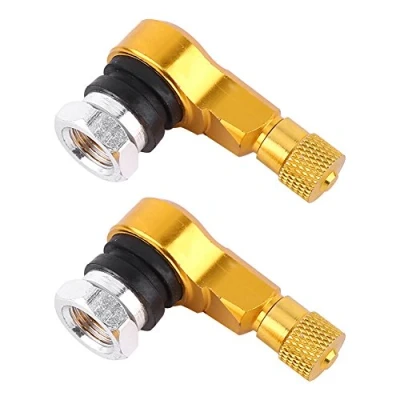 Image of Tire Valve Stem, 2Pcs 11.3mm Universal 90 Degree Motorcycle Stem Motorbike Tyre Extender Adapter for Car Bike Scooter (golden)