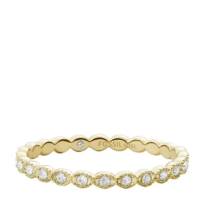 Image of Fossil Ring For Women Gold Tone Stainless Steel, H: 1.9mm, JF03749710