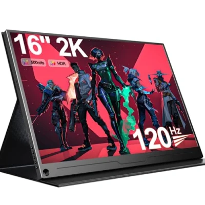 Image of UPERFECT 120Hz Portable Monitor 16 Inch 2K Gaming Support Freesync/2560 x 1600/HDR, Laptop with VESA IPS 16:10 Contrast Standard HDMI/Type C, for PC/Laptop/PS3 4/Phone