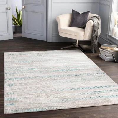 Image of Livabliss Bolzano Abstract Rug Area Rugs Living Room 160x220 cm, Dining Room, Lounge, Kitchen, Bedroom Modern Marble Rug, Soft Luxurious Easy Care Medium Pile Large Beige, Blue and Ivory