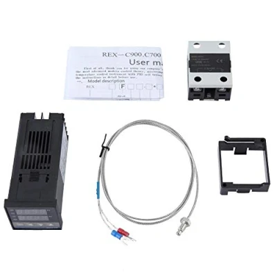 Image of REX C100 Temperature Controller, AC 110 240V PID Controller Kit, High Precision Regulator 0 400℃, with 40A SSR, 1M M6 K Type Probe,