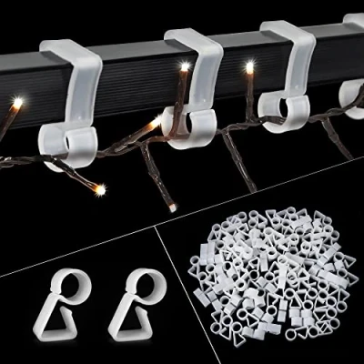 Image of Vikdio 72 Pcs Gutter Hooks Hang Clips for Securing Outdoor String Lights, Ideal Hanging Icicle Lights Meteor on Wedding Christmas Xmas Halloween Garden Tree Home Decor