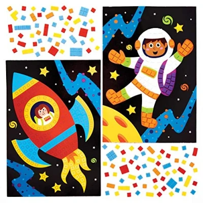 Image of Baker Ross AW910 Solar System Mosaic Kits, Arts and Crafts for Kids (Pack of 4), Paper,Paper