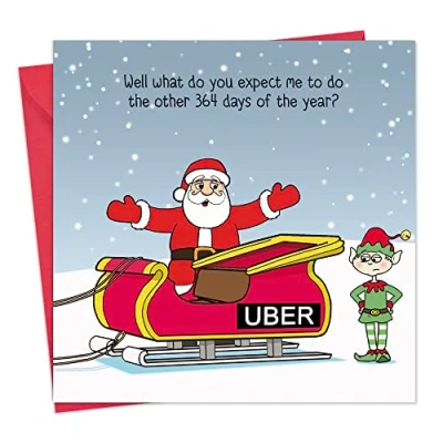 Image of Twizler Merry Christmas Card with Santa Side Hustle Happy Xmas Funny Womens for Her Female Mens Him Male