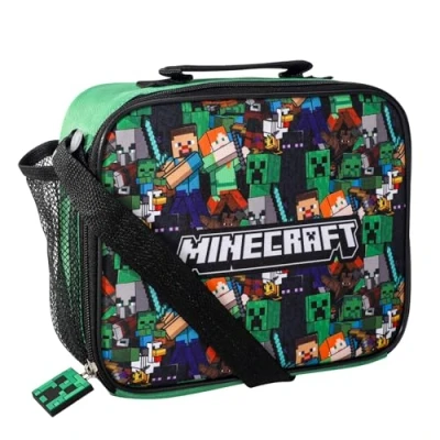 Image of Minecraft Rectangular Insulated Lunch Box Bag for Boys and Girls, Perfect Size Packing Hot or Cold Snacks Travel School,