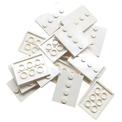 Image of LEGO Pieces: Tiles, Modified 3x4 with 4 Nails in Center Collector&#039;s Series Figure Display Base (16 Pack) (White)