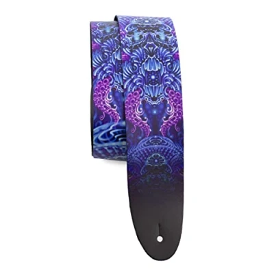 Image of Perri&#039;s Leathers Ltd. Guitar Strap Direct To Leather Official Licensing DAVID BOLLT Electric Deep Adjustable For Acoustic/Bass/Electric Guitars Made in Canada (DTL25BT 11048)