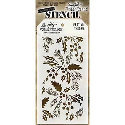Image of Stampers Anonymous Tim Holtz Layered Stencil 4.125 inch x 8.5 inch, Festive