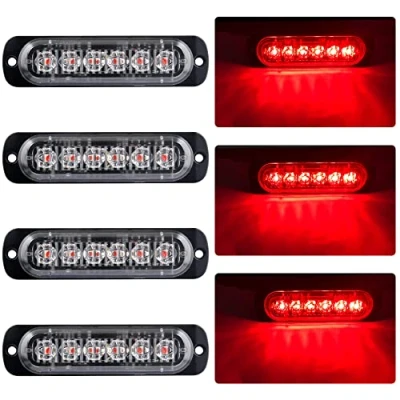 Image of 4pcs Ultra Thin 6LED Emergency Warning Lights Red Hazard Flashing Strobe Light Side Beacon Universal for 12 24V Truck Trailer Caravan Camper Motorcycle Van