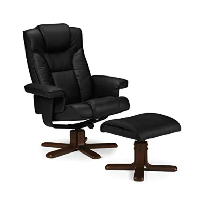 Image of Julian Bowen Black Fabric Malmo Recliner and Footstool