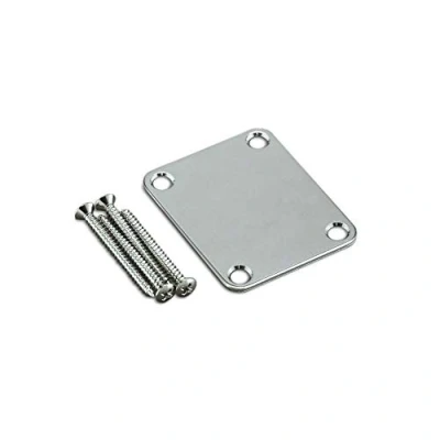 Image of Gotoh Replacement 4 Hole Neckplate with Mounting Screws Chrome