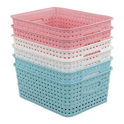 Image of Tstorage Weave Organizer Plastic Storage Baskets, 6 Pack