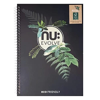 Image of Nu Notebooks Evolve Range Recycled Notebook A4 Wirebound Stationery Professional Notepad 120 Pages