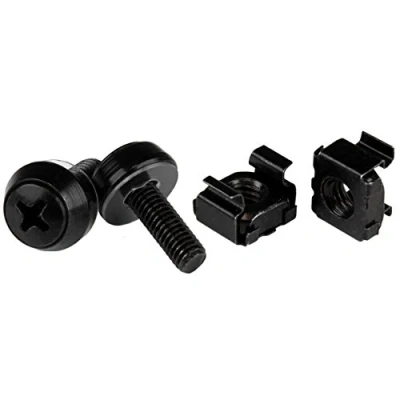 Image of StarTech.com M5 x 12mm Screws and Cage Nuts 100 Pack Mounting for Server Rack Cabinet Black (CABSCREWM52B)