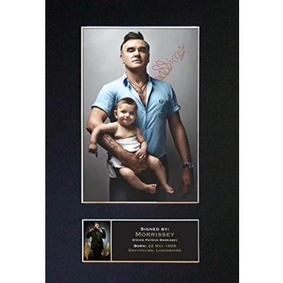 Image of MORRISSEY Signed Autograph Mounted Photo Reproduction Print A4 Rare (297 x 210mm) #164 (Mount &amp; (Not Framed))