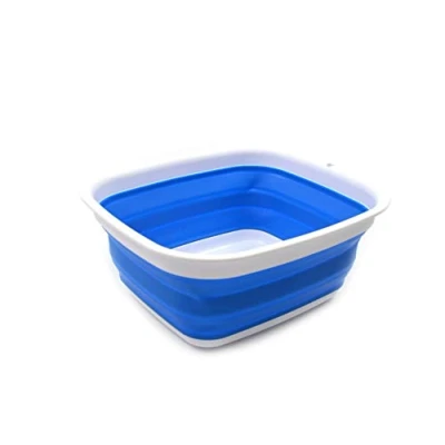 Image of SAMMART 7.7L Collapsible Tub Foldable Dish Portable Washing Basin Space Saving Plastic Washtub (Blue)
