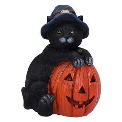 Image of Nemesis Now Trick or Treat 13cm, Resin, Black, Cat Figure, Black Ornament, Collectable Giftware, Cast in the Finest Expertly Hand Painted
