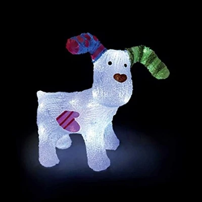 Image of Battery Operated The Snowdog Acrylic with 24 LEDs Indoor Christmas Display
