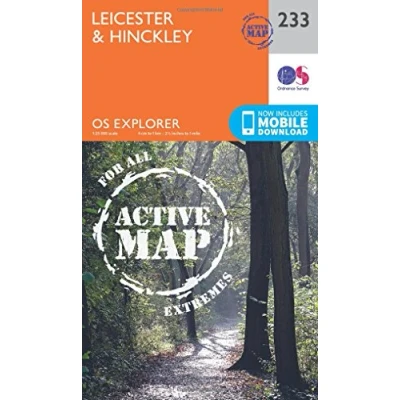 Image of Leicester &amp; Hinckley Map Weatherproof The National Forest Ordnance Survey OS Explorer Active 233 England Walks Hiking Maps Adventure