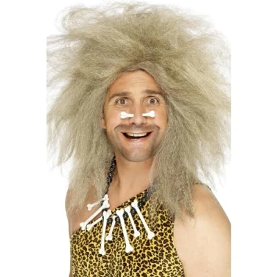 Image of Smiffys Crazy Caveman Wig, Blonde Big, Cavemen &amp; Women Fancy Dress, Adult Dress Up Wigs