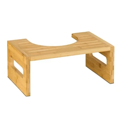Image of Relaxdays Toilet Stool, Bathroom Step for Adults, Bamboo, 18.5 x 43.5 28 cm, Healthy Squatting Position, Natural, Foam