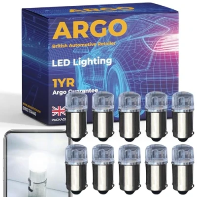 Image of Argo 10 Pcs Bax9s H6w Led Bulbs Projector Xenon White 12v Car Light Interior 434 433 T4W Number Plate Bulb Map Dome Van Side Marker Reverse