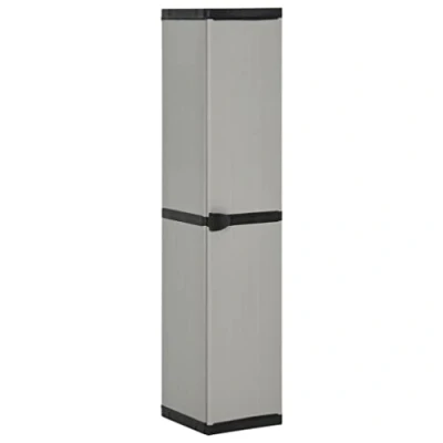 Image of vidaXL Garden Storage Cabinet with 3 Shelves in Grey &amp; Black Sturdy, Durable Weather resistant Patio Solution a Compact Design