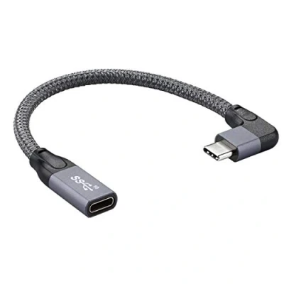 Image of cablecc USB C 3.1 Type Male to Female Extension Data Cable Left Right Angle with Laptop Case