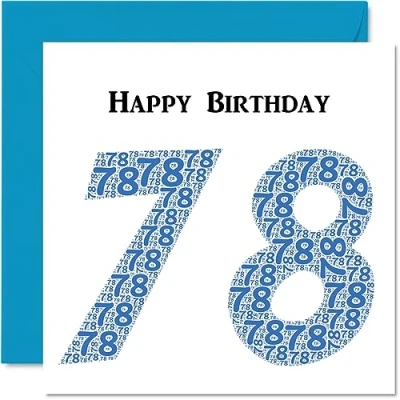 Image of Fun 78th Birthday Cards for Men Shapecloud Happy Card Dad Mum Great Grandad Grandpa Nanny Grandma Gran Uncle Auntie, 145mm x Greeting Cards,