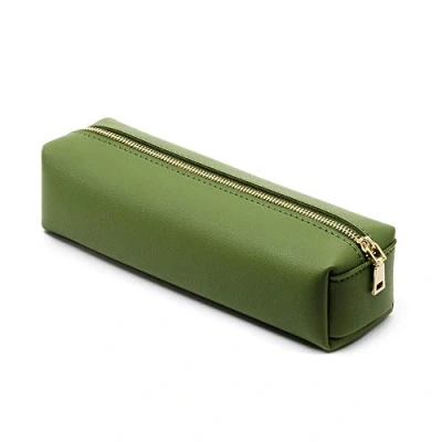 Image of eusbon PU Pencil Pen Case Portable Stationery Bag Big Capacity Pouch Cosmetic Organizer for College Student, Green