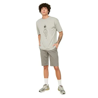 Image of Trendyol Man Young Relaxed fit Basic Crew Neck Knit T Shirt Gray