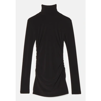 Image of Norma Kamali LONG Sleeve Turtleneck Pickleball Dress Jersey dress, Women&#039;s, Size: Small, Black
