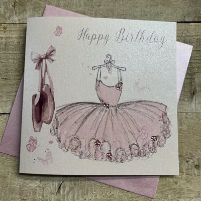 Image of White Cotton Cards GL234 Happy Birthday Handmade Girls Ballerina Card NEW, 16cm x