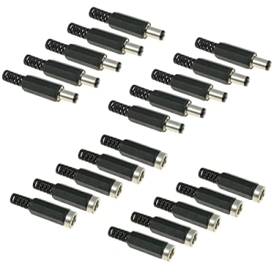 Image of 2.5mm x 5.5mm Male + Female Pair DC Power Plug Socket Jack Connector (10 Pairs)