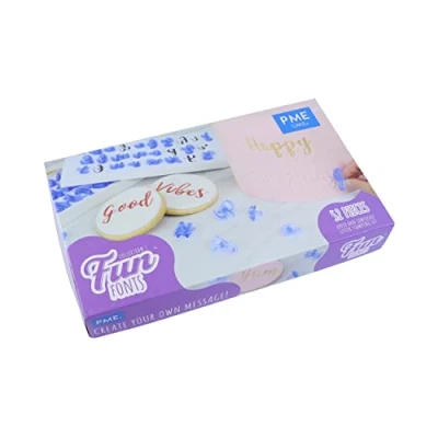 Image of PME FF52 Fun Fonts Alphabet Stamp Set of 52, Upper and Lower Case, Collection 1, Blue