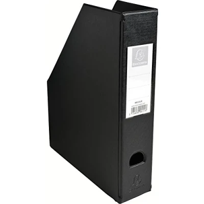 Image of Exacompta Ref 90151E PVC Magazine File Suitable for Storing A4 Documents,70mm Spine, Construction from 2mm Rigid PVC, Finger Hole &amp; Label on Spine Black