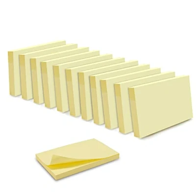Image of WAYTEX Repositionable Self Adhesive Notes 12 Pads of 100 Yellow Sheets 75 x 125 mm