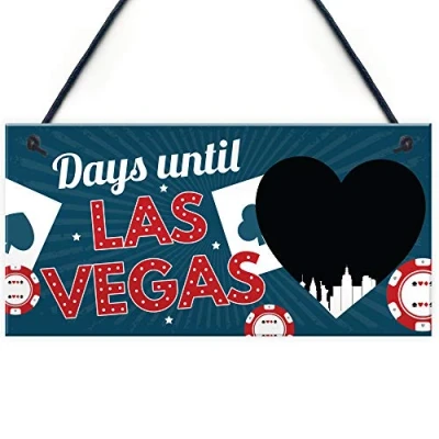 Image of RED OCEAN Chalkboard Holiday Countdown To LAS VEGAS America USA Hanging Wall Plaque Decor Gift For Friend Family