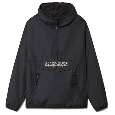 Image of Napapijri Mens Hooded jacket with high collar NP0A4G67 man Black Polyamide Size X Large
