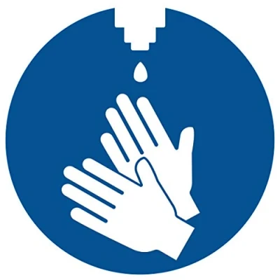 Image of HERMA Use Hand Sanitiser Sign, Self Adhesive Warning Sticker, Ø 100mm, Removable Without Residue (Pack of 20),12928