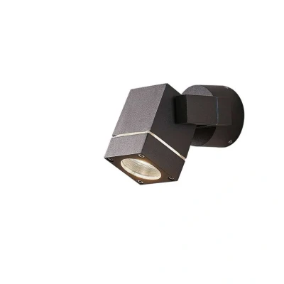 Image of Lucande Outdoor wall spotlight Kavuna, dark grey, IP54, angular