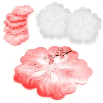 Image of Colexy Resin Mould,2 Pcs Moulds for Flowers,Coaster Silicone, Flowers Preservation kit, DIY Wedding Gift, Jewelry Making, Crafting, Home Decoration or Gift