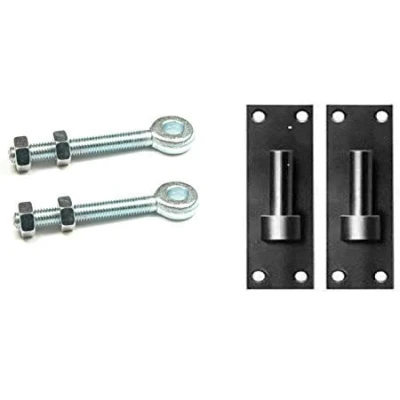 Image of Wyre Direct Metal Gate Hinges Heavy Duty Set, Adjustable Kit for Wooden Gates, with 12mm Pin Bracket &amp; X 100mm Eye Bolts, Hardware