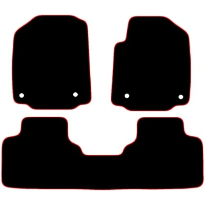 Image of Carsio Carpet Car Mats For MG GS 2016+ 3 Piece Set Tailored Fit Floor Mat Complete Accessory Black Custom Fitted All Weather, Anti Slip Backing &amp; Red Trim